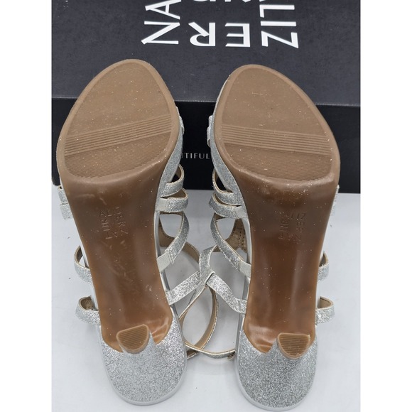 Naturalizer Women's Baylor Dress Sandal Silver Glitter Heels - Sz 7.5 Good - Picture 13 of 13